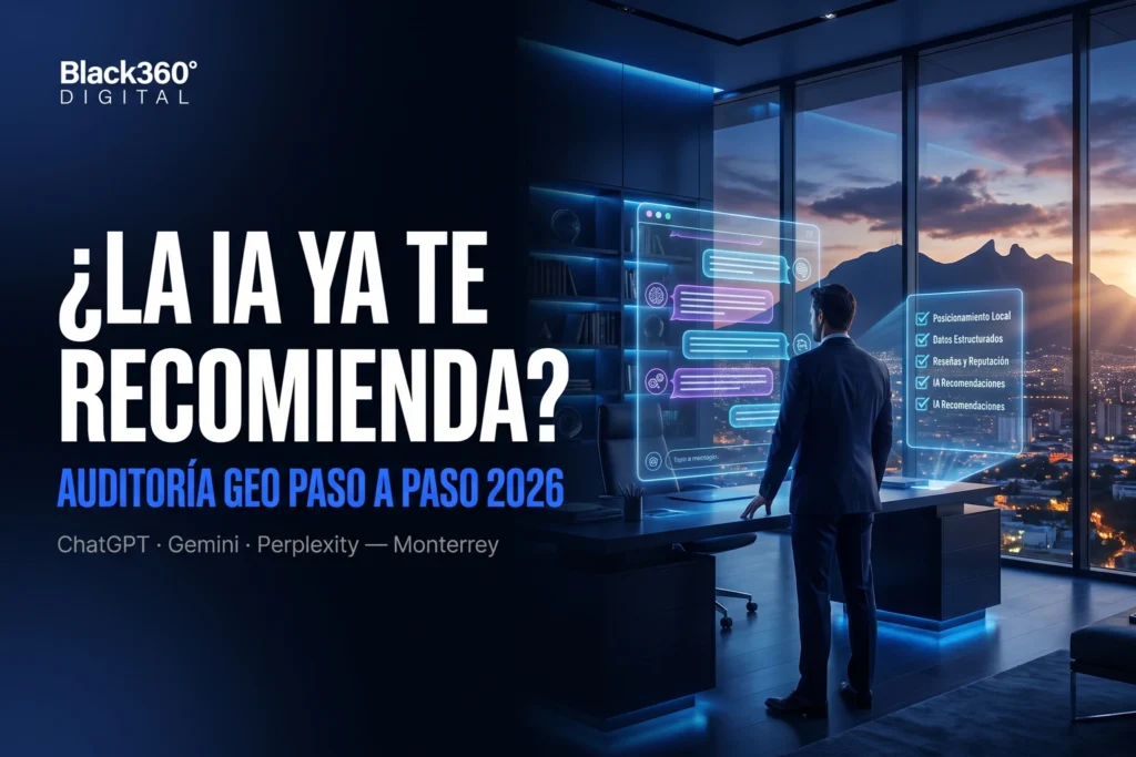 Cómo saber si ChatGPT, Gemini y Perplexity recomiendan tu negocio en Monterrey, auditoría GEO 2026, por Black360Digital