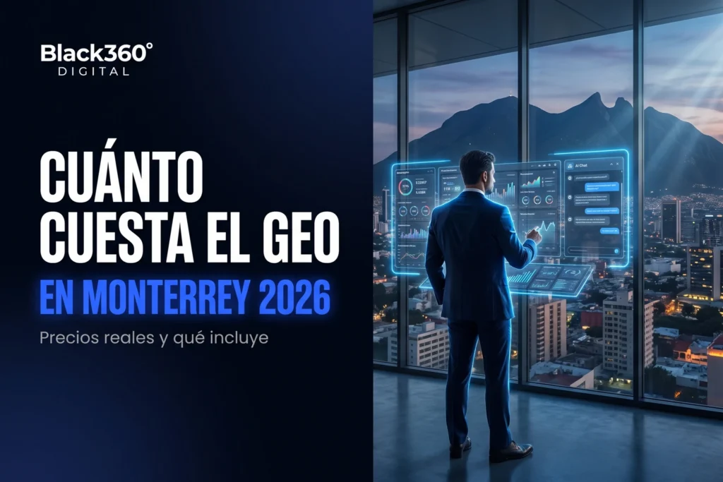 Cuánto cuesta el posicionamiento en IA (GEO) en Monterrey 2026: precios reales y qué incluye, por Black360Digital