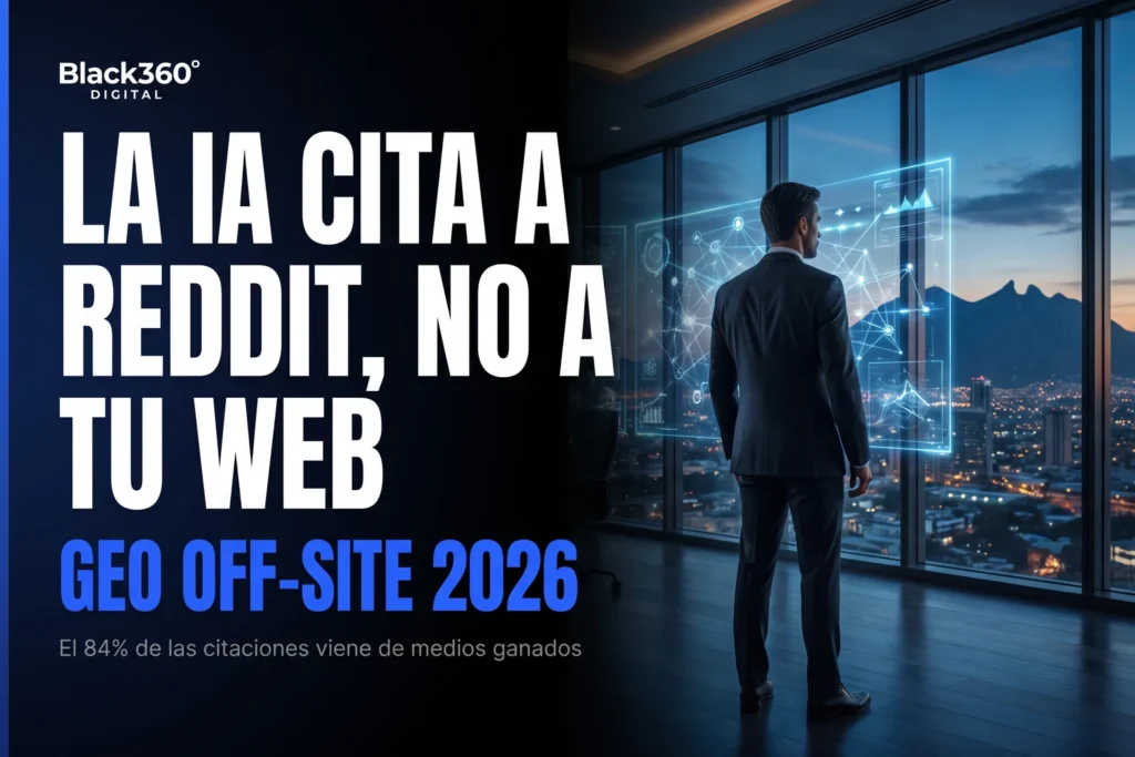 Por qué la IA cita a Reddit y a los medios y no a tu sitio: guía de menciones externas (GEO off-site) en Monterrey 2026, por Black360Digital